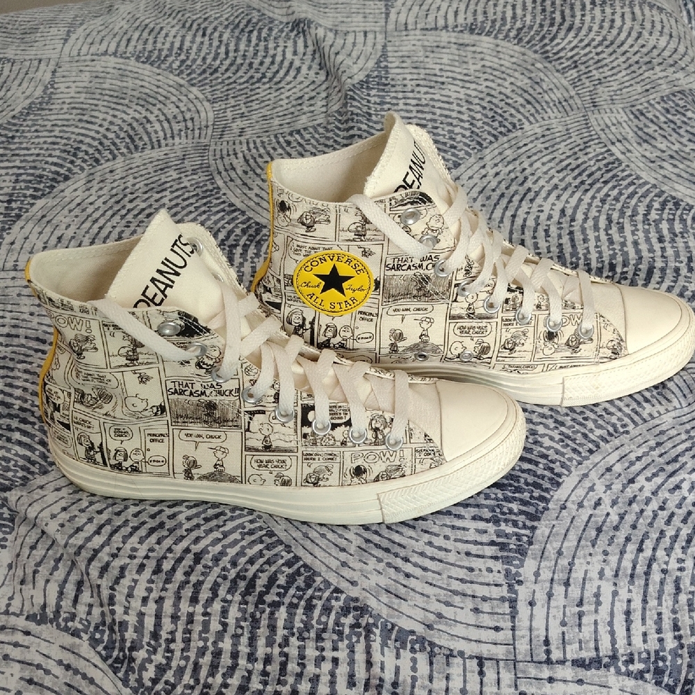 Converse White High-Top Sneakers with Artistic Design